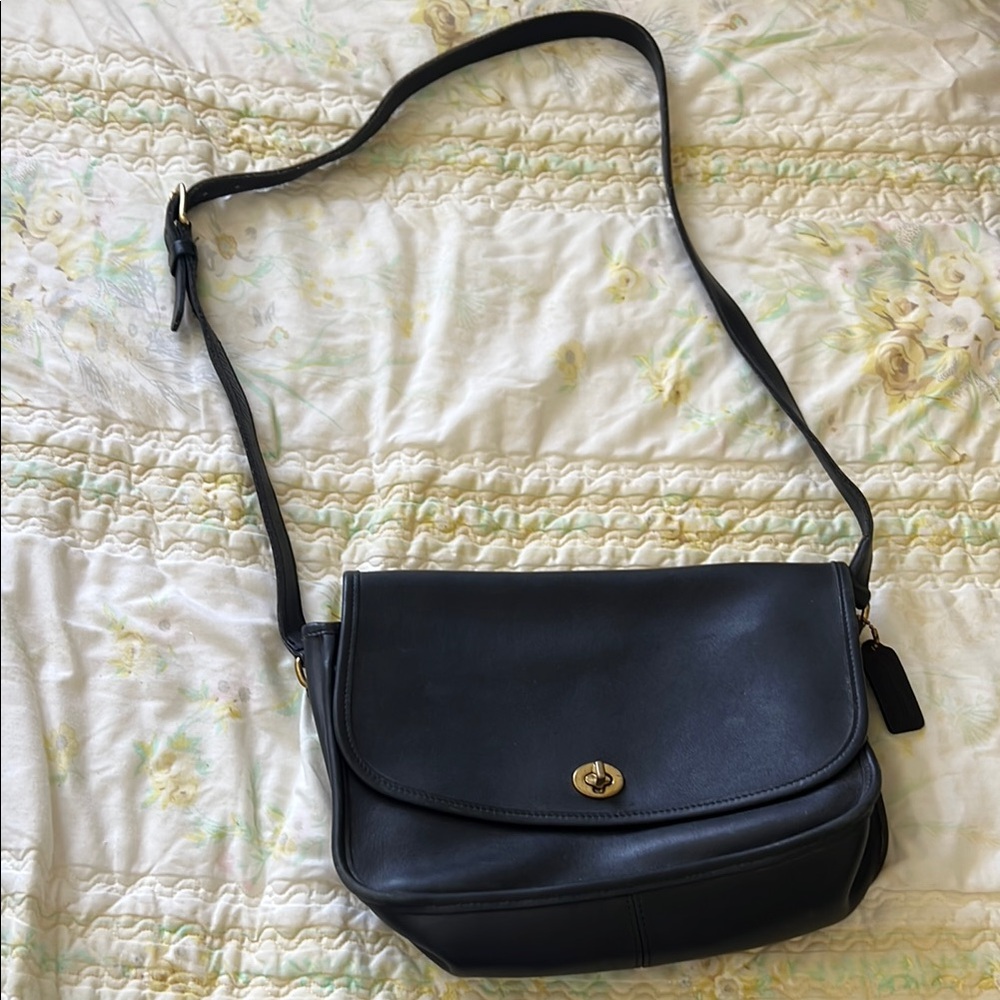 Coach Black Crossbody Bag with Turnlock Closure